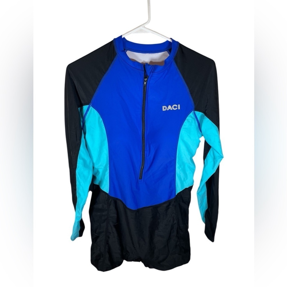Daci Blue and Black Long Sleeve Swimsuit Rash Guard